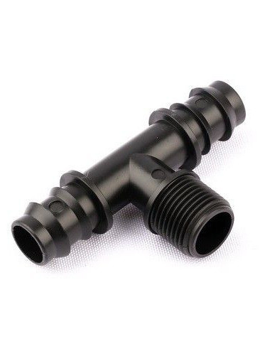 Te Rosca Macho 1/2 salida 16 mm para riego por goteo