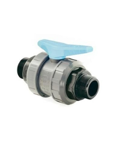 valvula de PVC con salida enroscar macho
