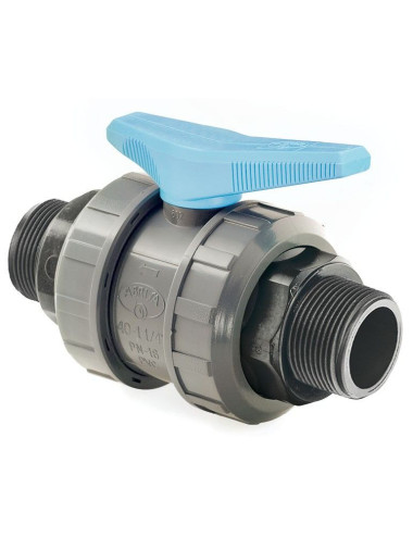 valvula de PVC con salida enroscar macho